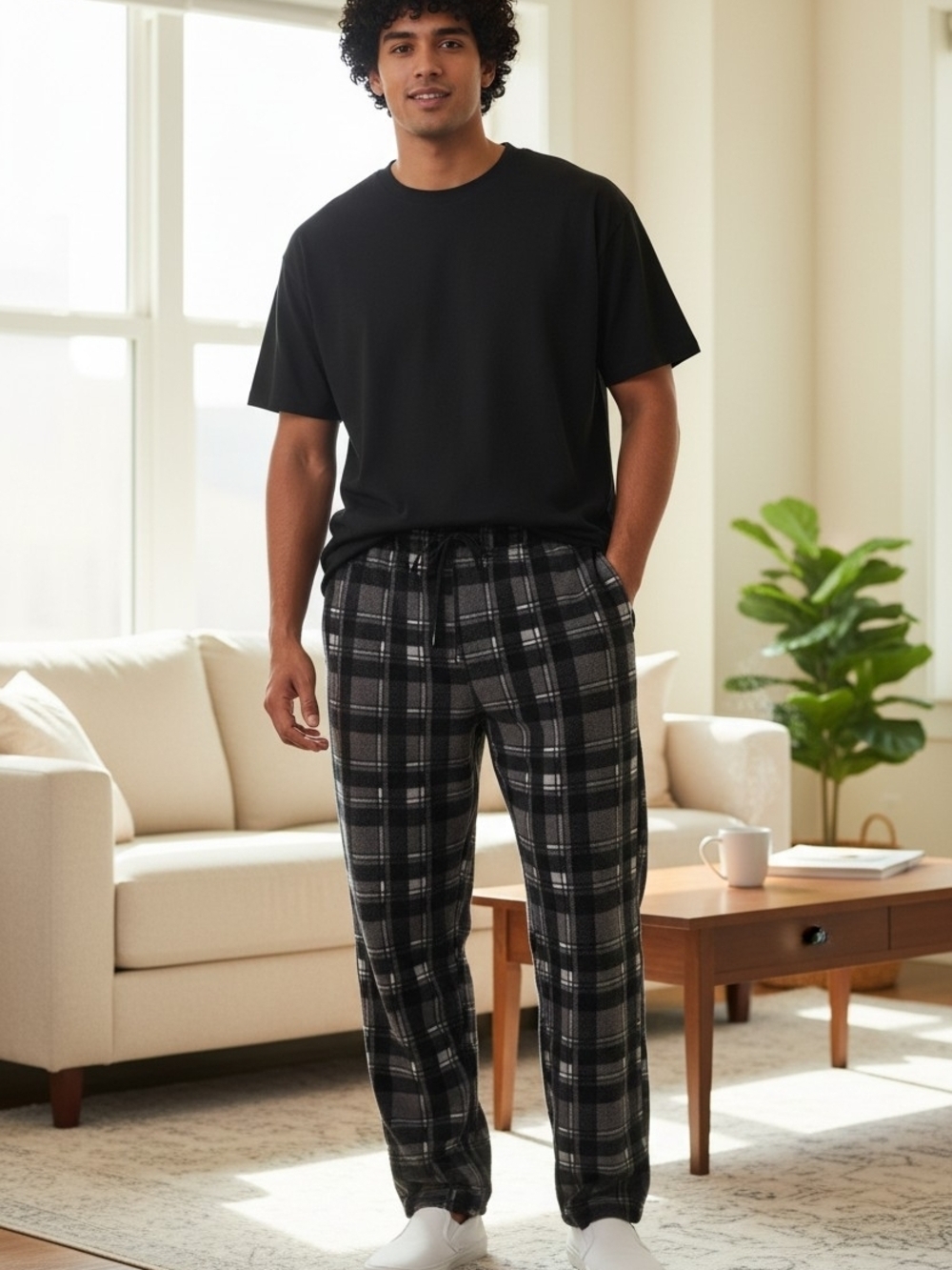Nevada Men’s Plaid Fleece Pajama Sleep Pants – Gray/Black – Size XL (EUC)